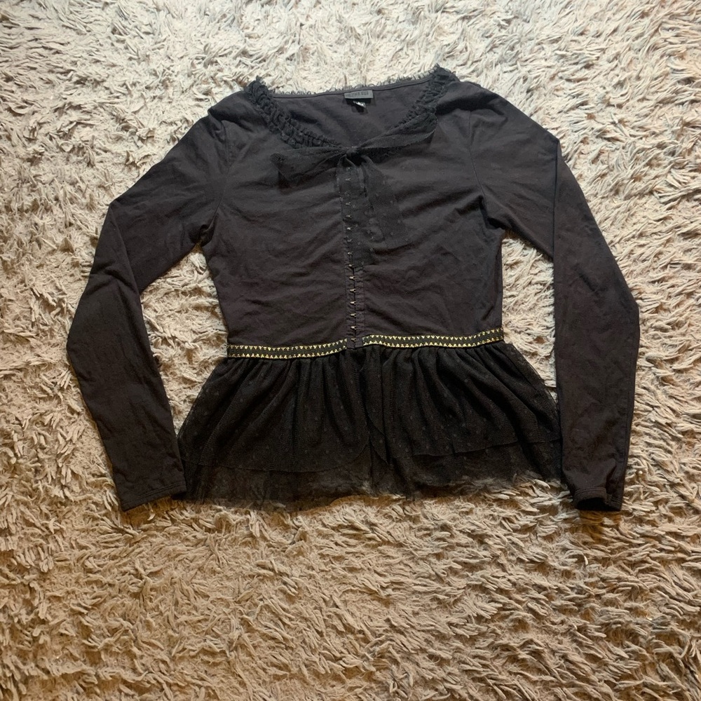 Vintage Y2K Anna Sui for Target black tulle peplum cardigan sz L